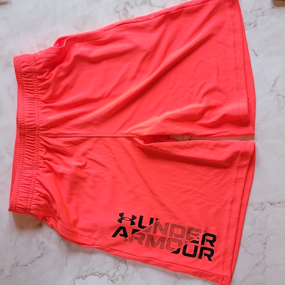 Under Armour youth medium orange altheltic shorts